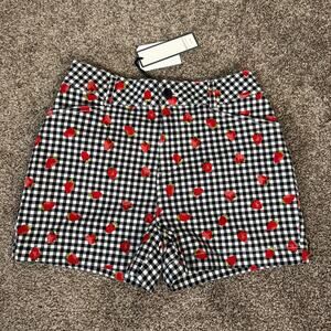 Bagatelle Collection Women's Size 4 High Rise Strawberry Check Shorts 3" Inseam